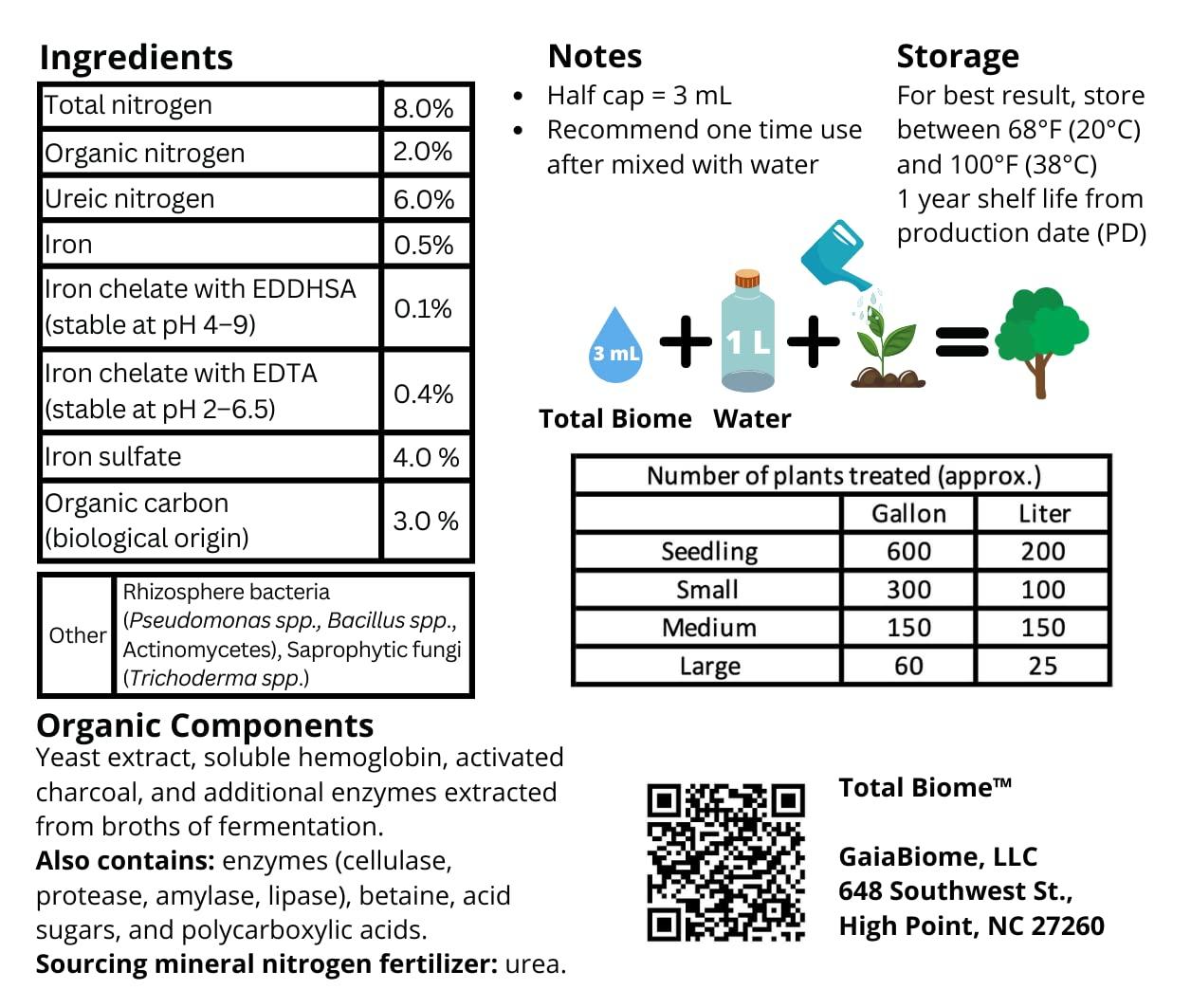 Indoor & Outdoor Organic Plant Food - Bio-Organic Liquid Fertilizer - Total Biome