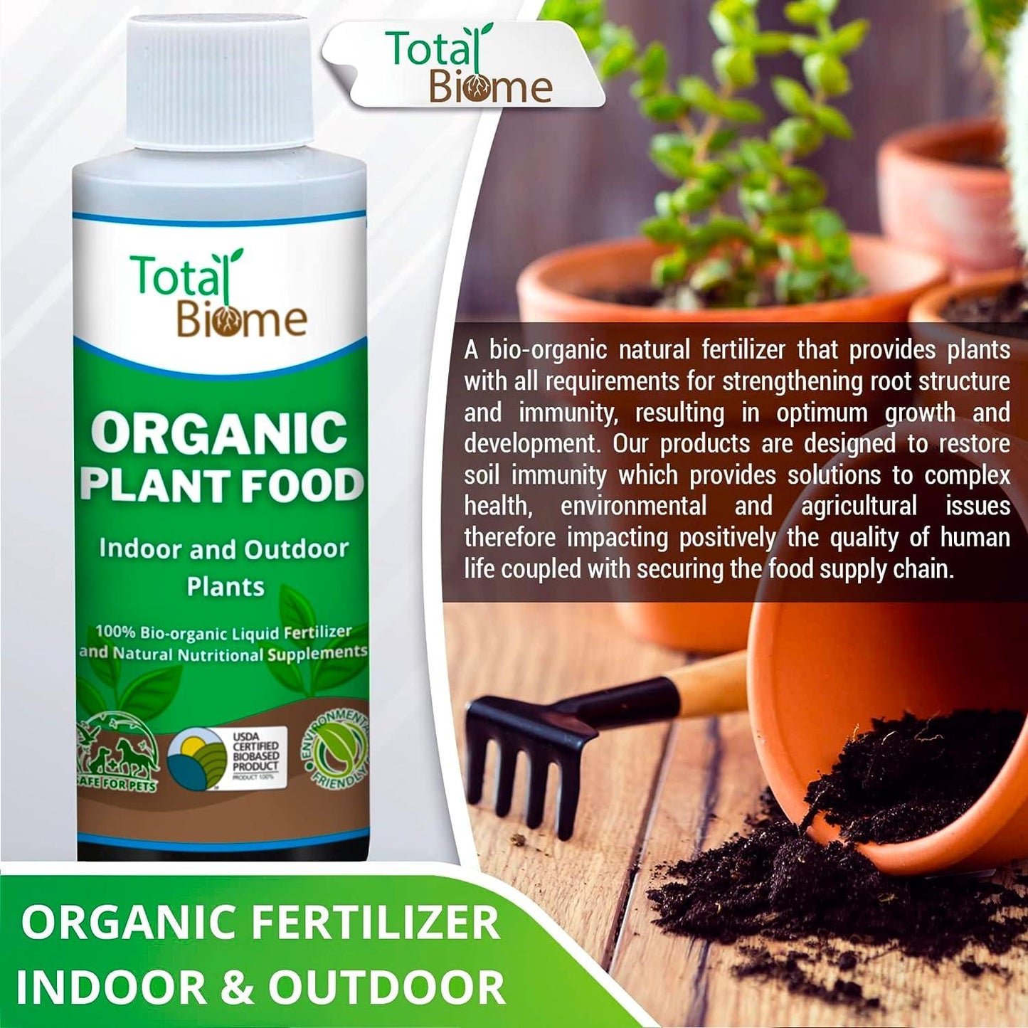 Indoor & Outdoor Organic Plant Food - Bio-Organic Liquid Fertilizer - Organic Fertilizer for growth and development