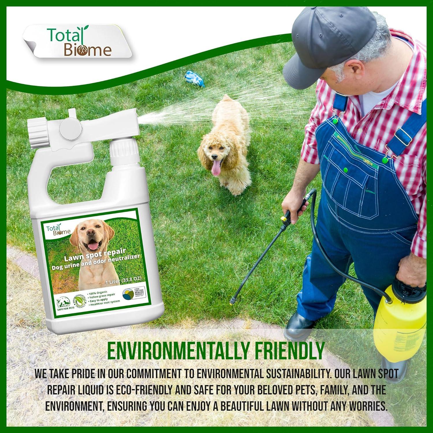 Lawn Spot Repair Liquid, Dog Urine & Odor Neutralizer 100% Organic Fertilizer - Total Biome